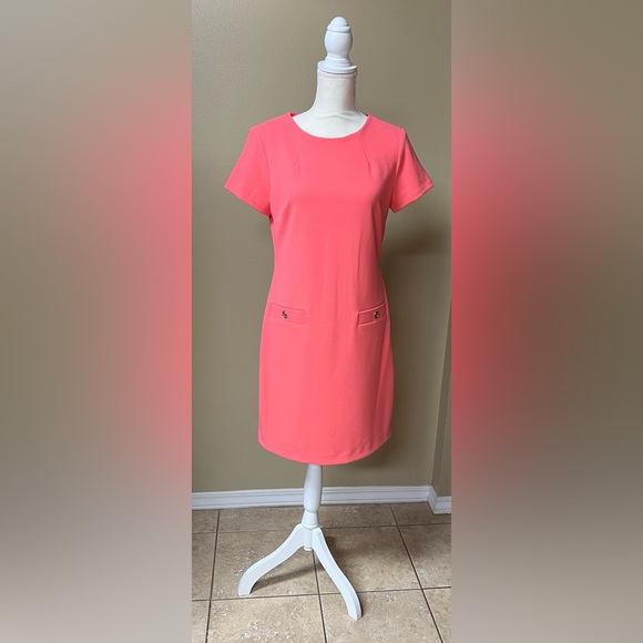 Tommy Hilfiger Dresses & Skirts - Tommy Hilfiger Pink with Gold Mini Dress NWOT peachy pink color